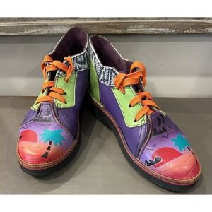 Soletech Hand Painted Leather Designed Women's Size 7 Sun/Cloud/Tree Design